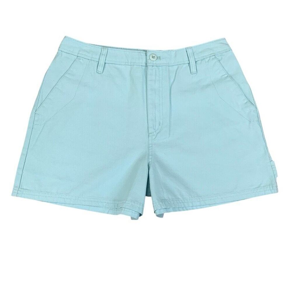 Vans Shorts Women 28 Robin Blue Cotton High Rise Groundwork Relaxed Logo Zip Fly